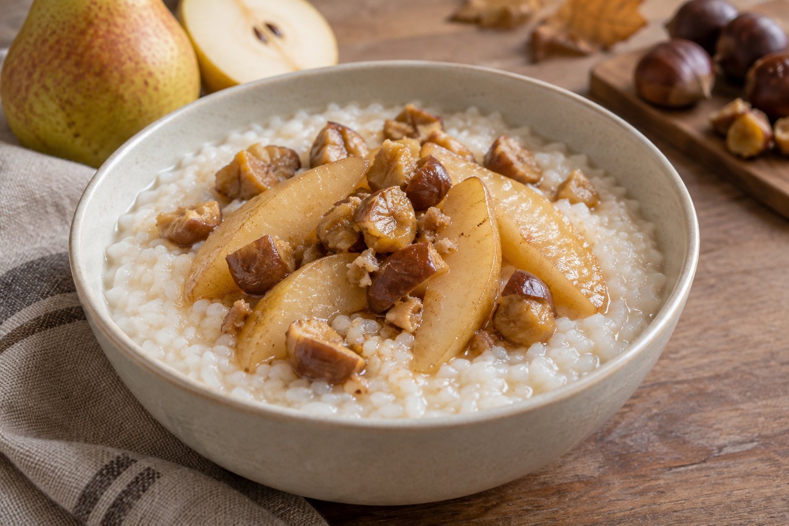 Finished dish: Stewed Pear & Chestnut Rice Congee