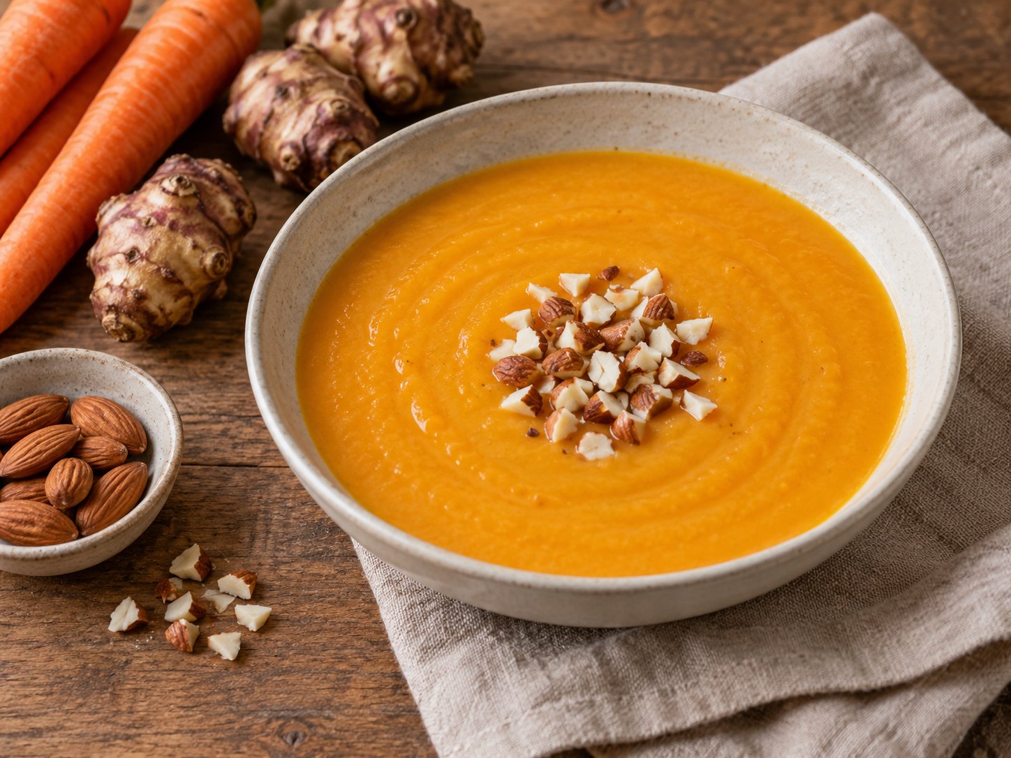 Finished dish: Carrot & Jerusalem Artichoke Soup